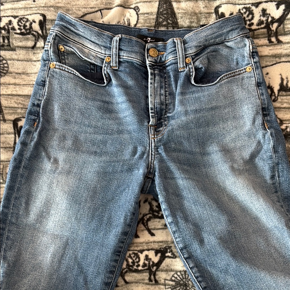 7 For All Mankind Relaxed Skinny Blue Jeans